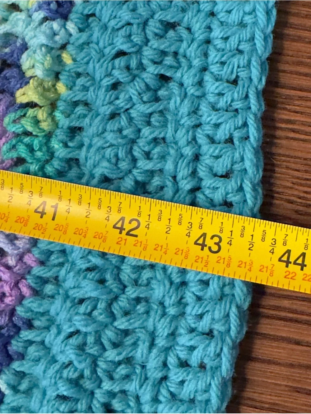 NWT Handmade Crochet Baby / Lap Blanket Blue Yellow Multi